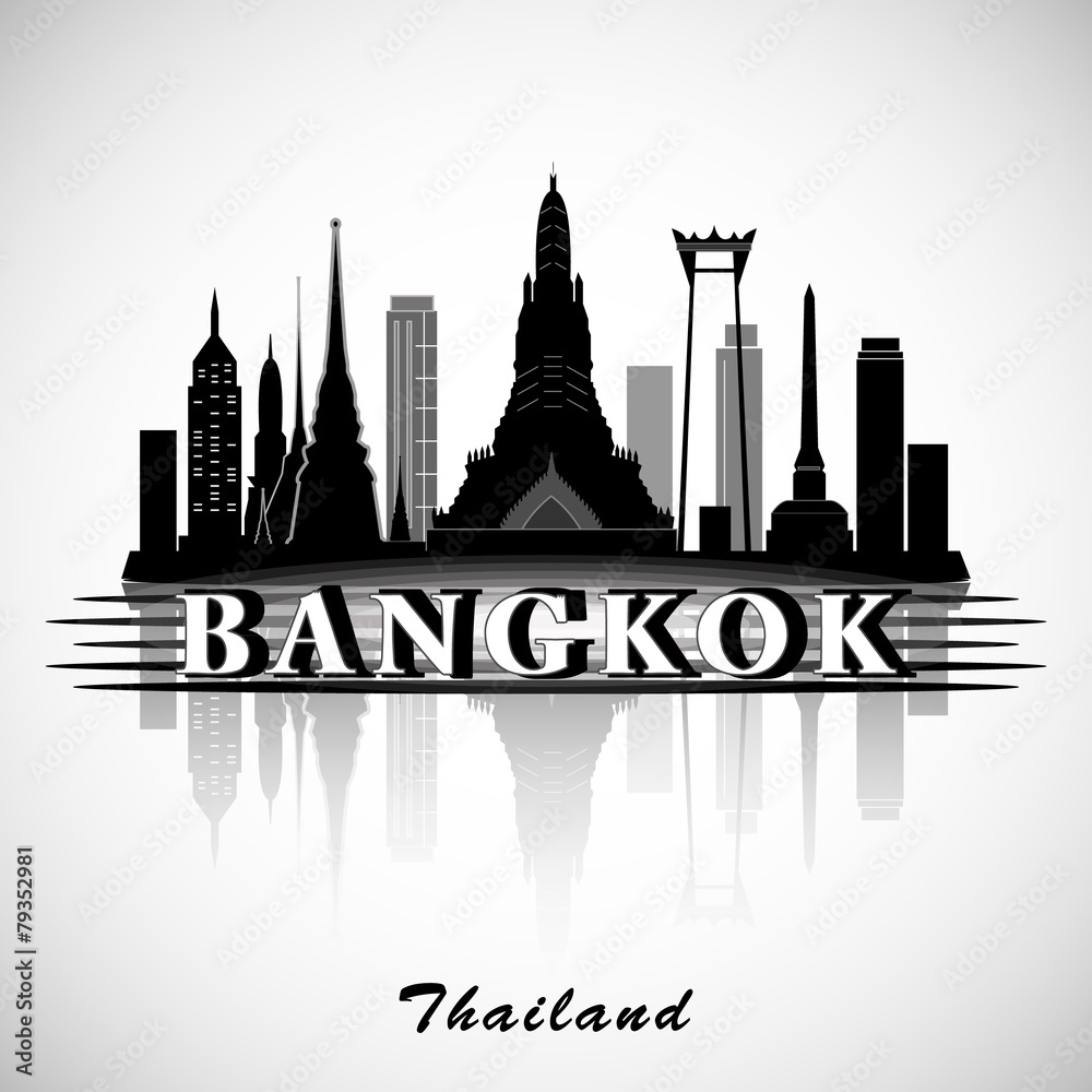 Bangkok silhouette, Thailand. City Skyline