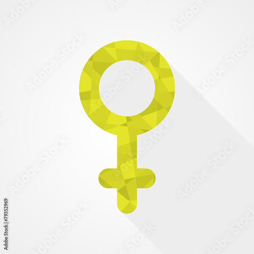 Female gender symbol. Low poly style. Flat design