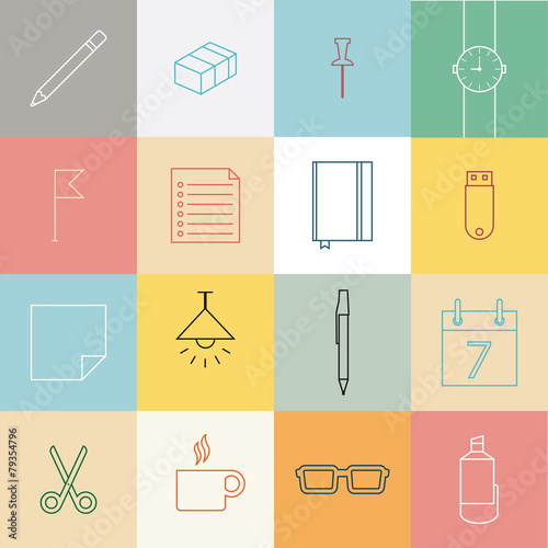 Stationery items flat design