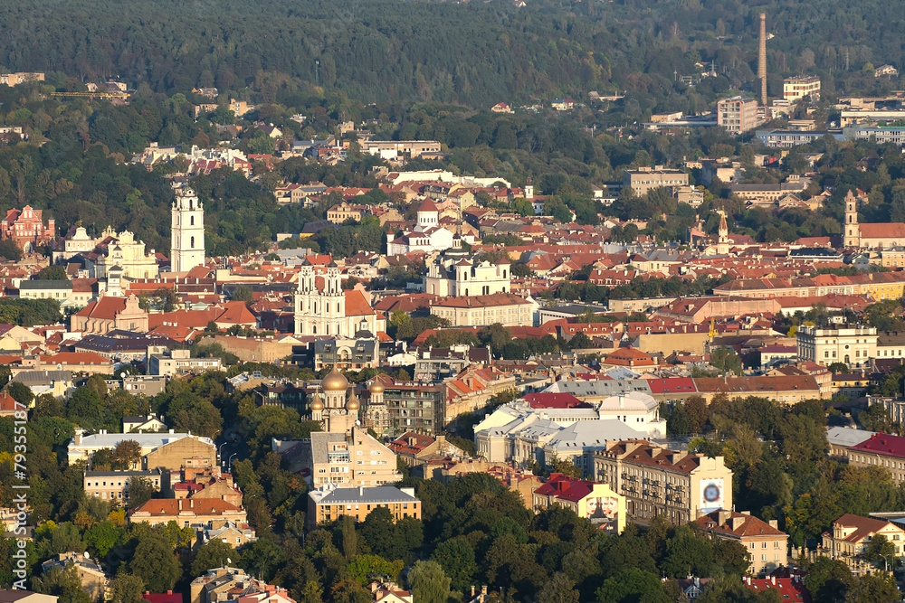 Fototapeta premium Aerial view of Old Town in Vilnius, Lithuania