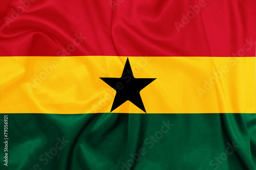 Ghana - Waving national flag on silk texture
