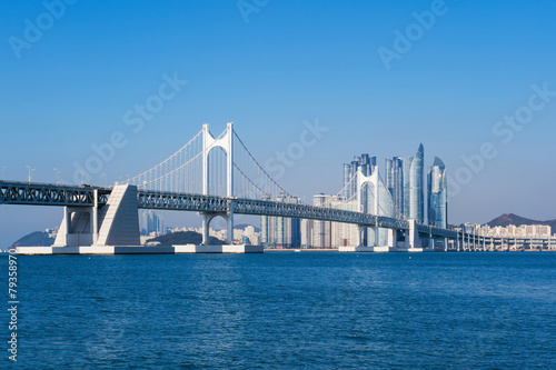 Gwangan bridge and Haeundae in Busan,Korea