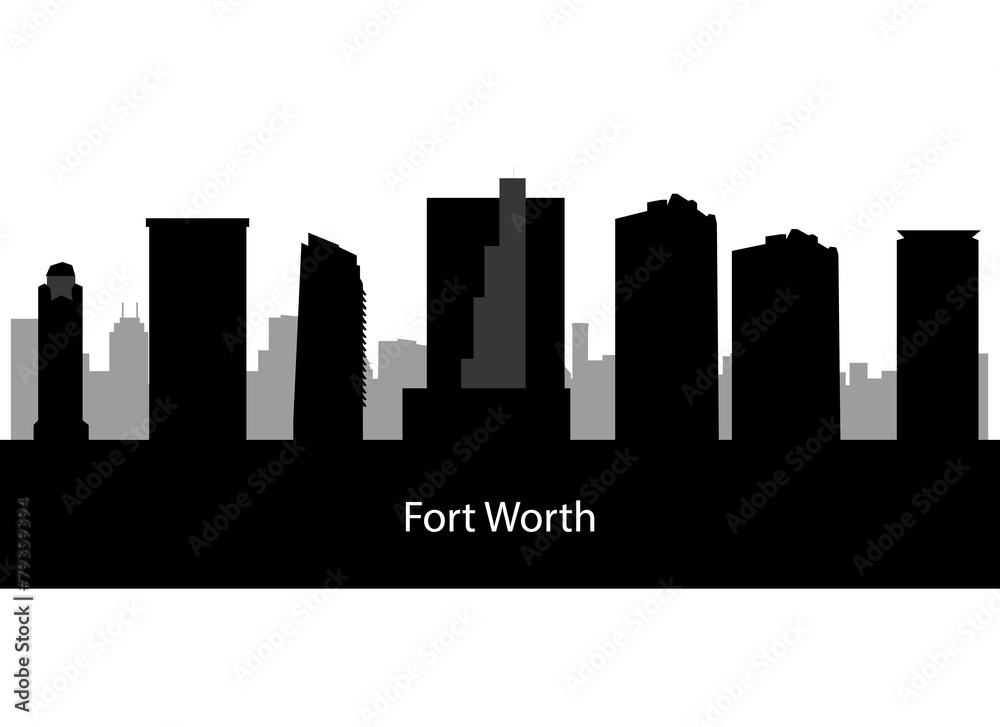 Fort Worth, Texas skyline. Detailed vector silhouette