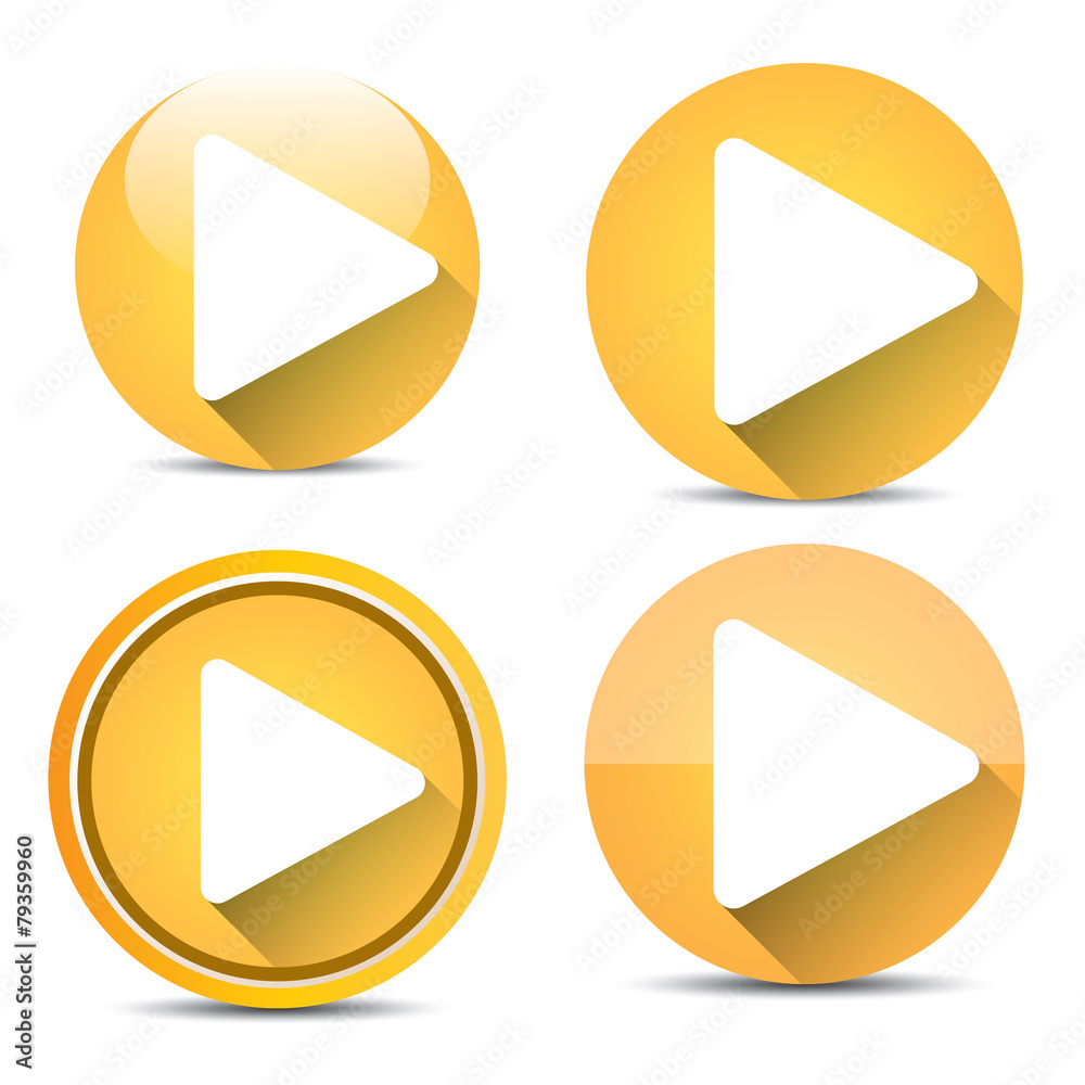 Orange Play button set. vector illustration Orange Play button set. vector illustration