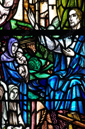 Jesus Christ preaching (stained glass)