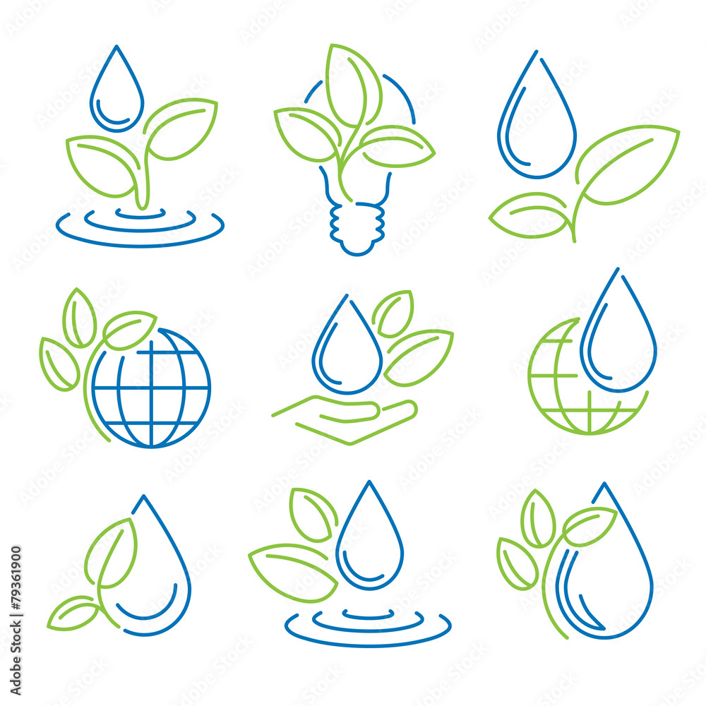 Ecology symbol set. Eco-icons.