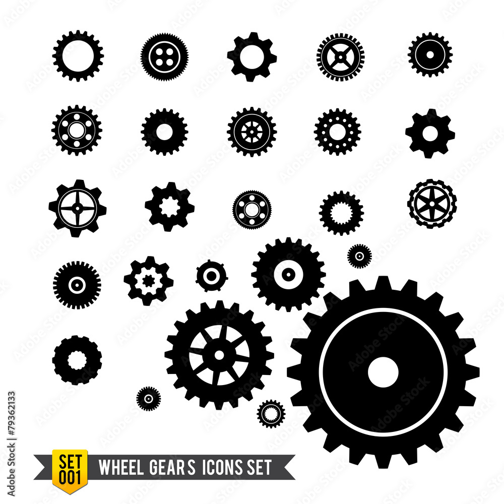 Set of circle wheel gear icon Set of circle wheel gear icon