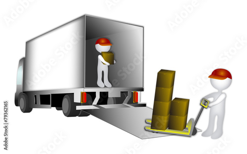 Camion con monigotes trabajadores