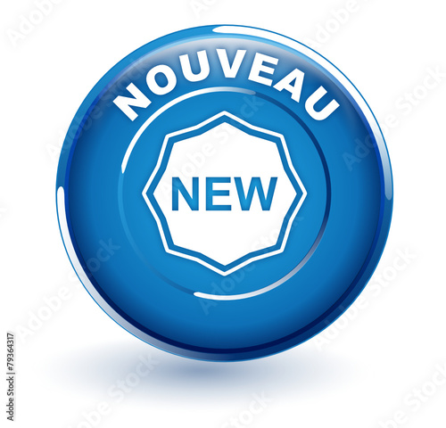 nouveau sur bouton bleu