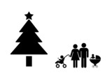 Famille et un sapin de Noël