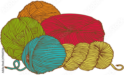 Five hanks of yarn