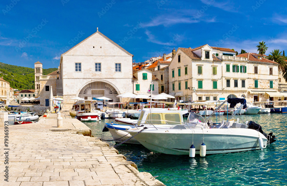 Fototapeta premium Hvar waterfront and theater view
