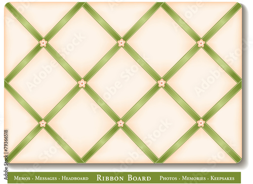 French Ribbon Bulletin Board for photos, fabric headboard, DIY