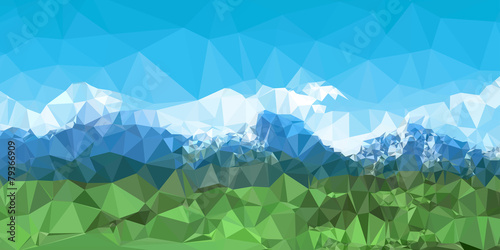 Mountain landscape background with low poly design