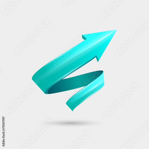 Stickers pointers. Blue stylish arrows, pointer, spiral