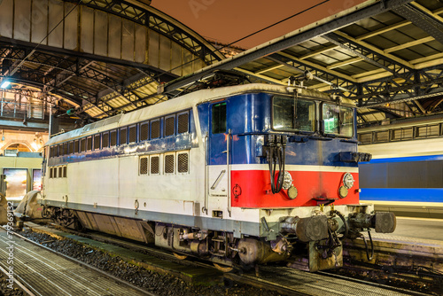 Old French electric locomotive at Paris-Est station