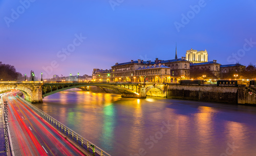 The Pont Notre-Dame and the Hotel-Dieu of Paris - France