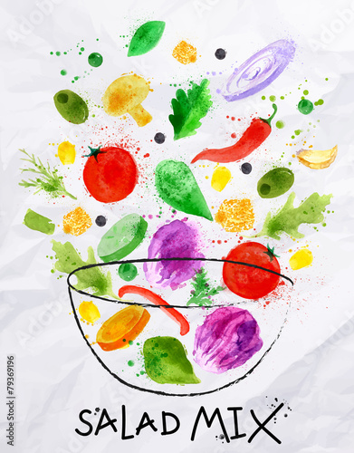 Poster salad mix watercolor