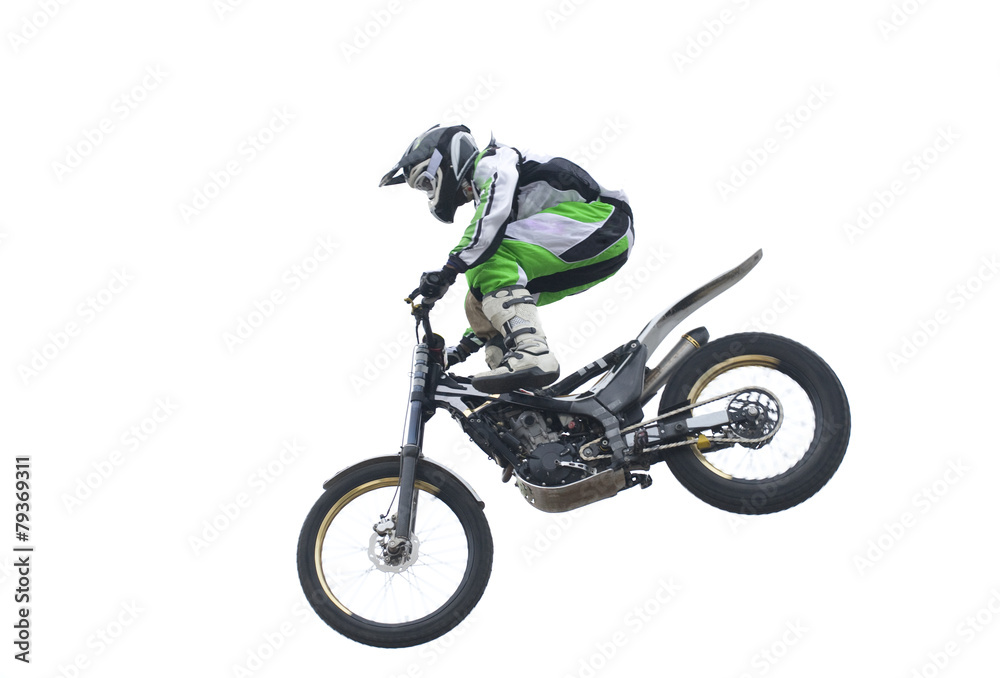 Freestyle stunt rider isolated on white. Freestyle stunt rider isolated on white.