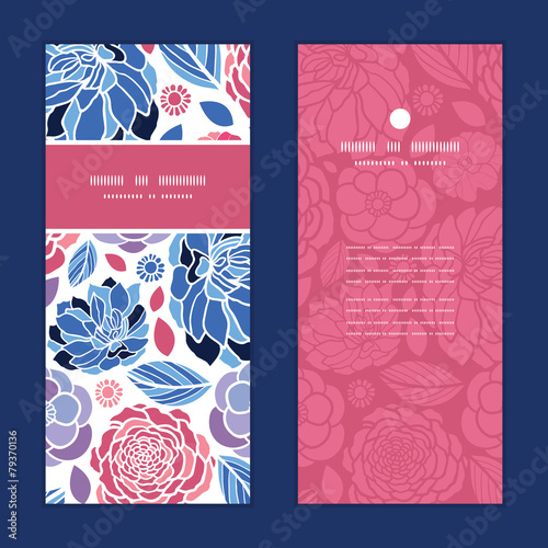 Fototapeta Naklejka Na Ścianę i Meble -  Vector mosaic flowers vertical frame pattern invitation greeting