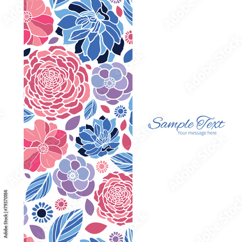 Vector mosaic flowers vertical frame seamless pattern background