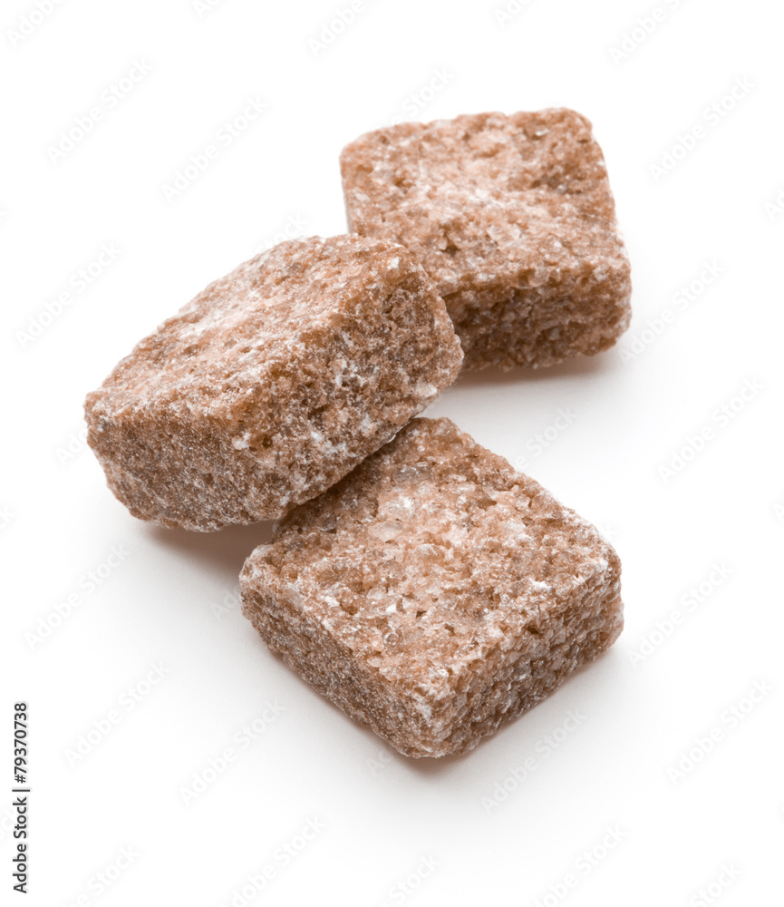 Brown lump cane sugar cube isolated on white background cutout Brown lump cane sugar cube isolated on white background cutout