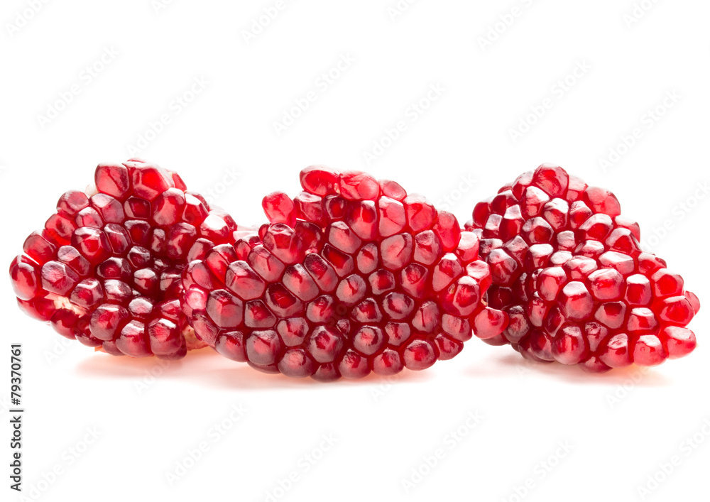 Ripe pomegranate fruit segment isolated on white background cuto Ripe pomegranate fruit segment isolated on white background cuto