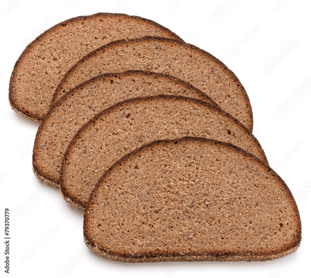 Slice of fresh rye bread isolated on white background cutout Slice of fresh rye bread isolated on white background cutout