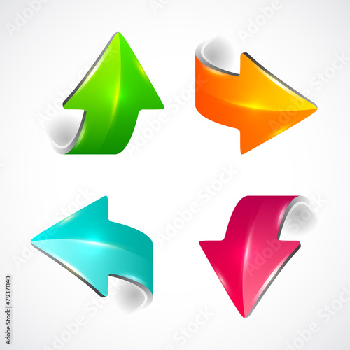 Set of colored arrows. Stickers pointers.
