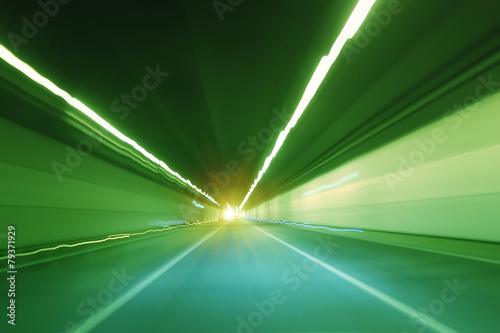 modern road tunnel with light