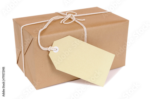 Small brown package with label