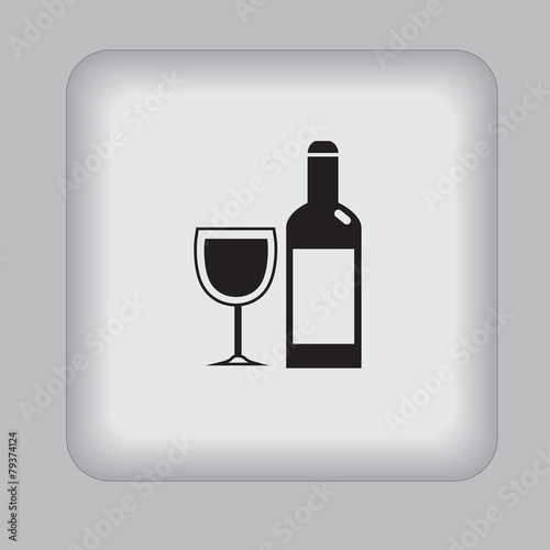 Wine, bottle, glass, icon, vector, illustration
