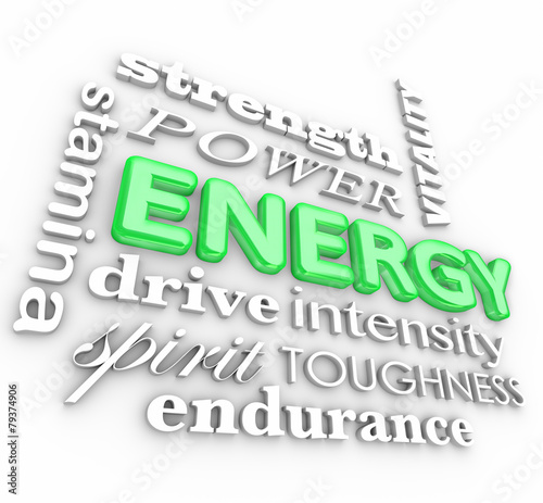 Energy 3d Word Collage Power Stamina Strength Drive Vitality #79374906