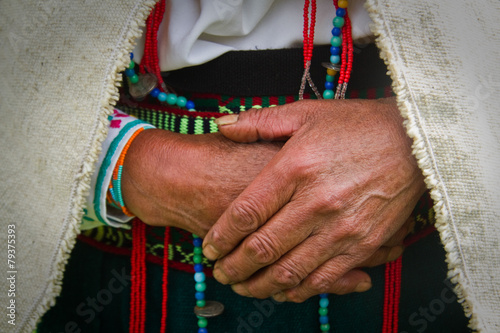 Closeup of an indigenous woman's hands, Chimborazo, Ecuador photo