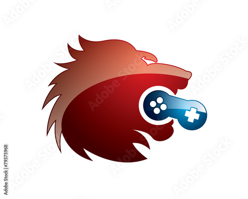 lion head biting game joystick photo