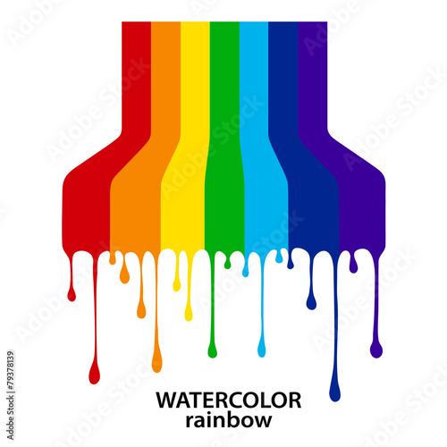 rainbow from the flowing-down paints in style grunge