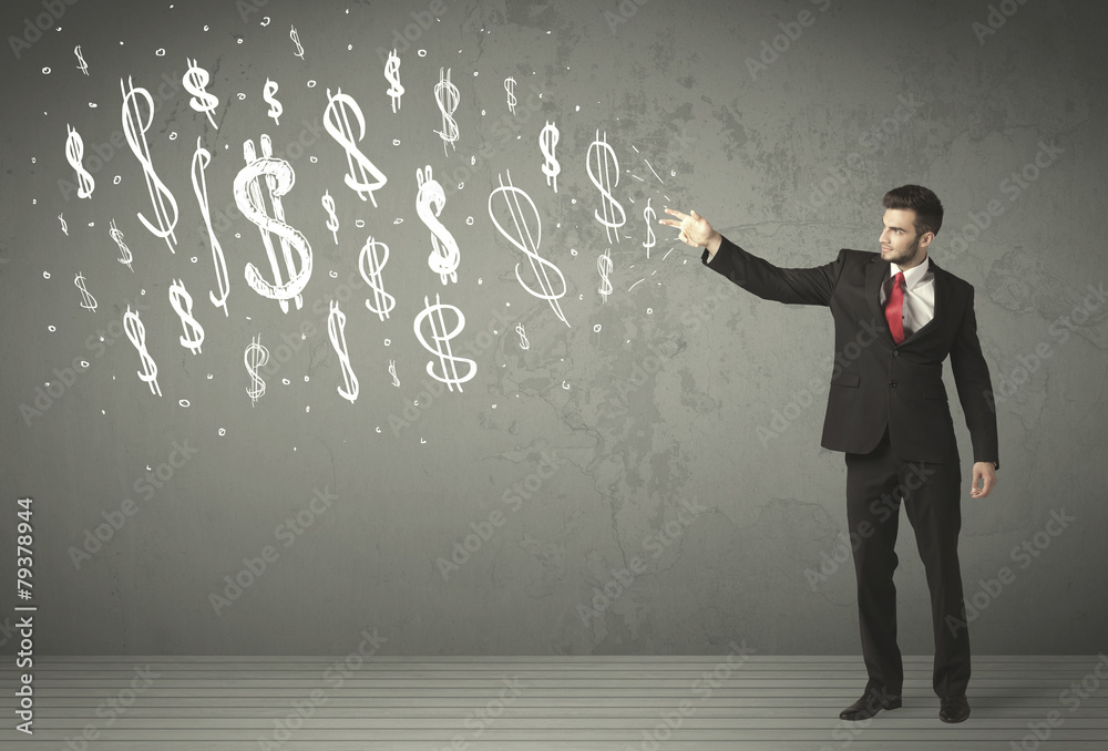Young business people with hand drawn dollar signs Young business people with hand drawn dollar signs