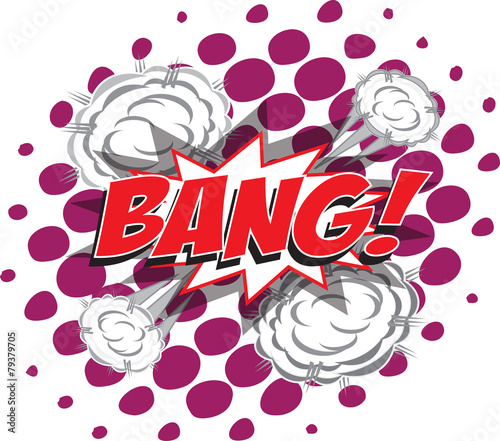 BANG! wording in comic speech bubble in pop art style