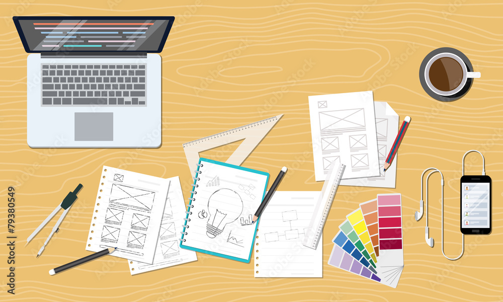 Obraz premium web and graphic creative design layout workspace