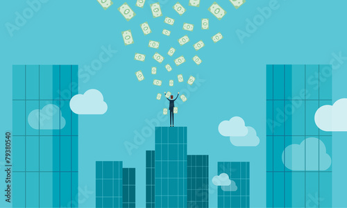 business man success to business and jackpot  profit