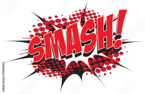 SMASH! wording in comic speech bubble in pop art style photo