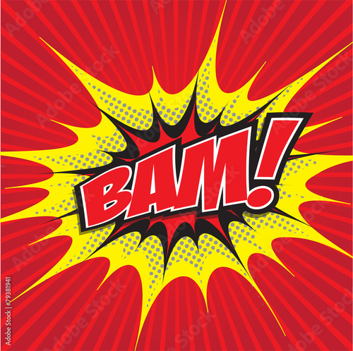 BAM! wording sound effect set design for comic background