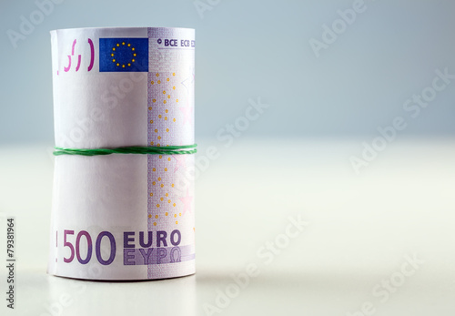 Rolled euro banknotes several thousand.Free space for your econo