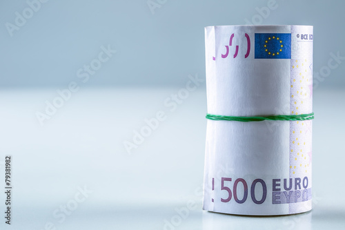 Rolled euro banknotes several thousand.Free space for your econo