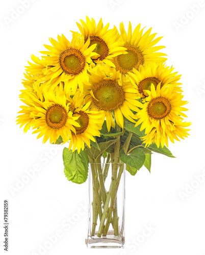 Fototapeta Naklejka Na Ścianę i Meble -  a big bunch of sunflowers in a vase