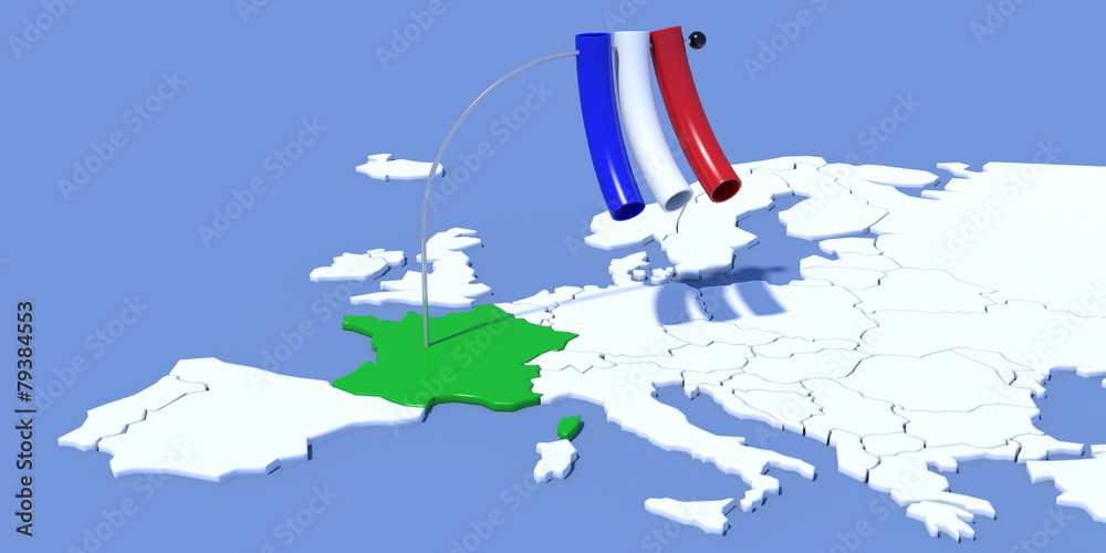 Mappa Europa 3D con bandiera Francia