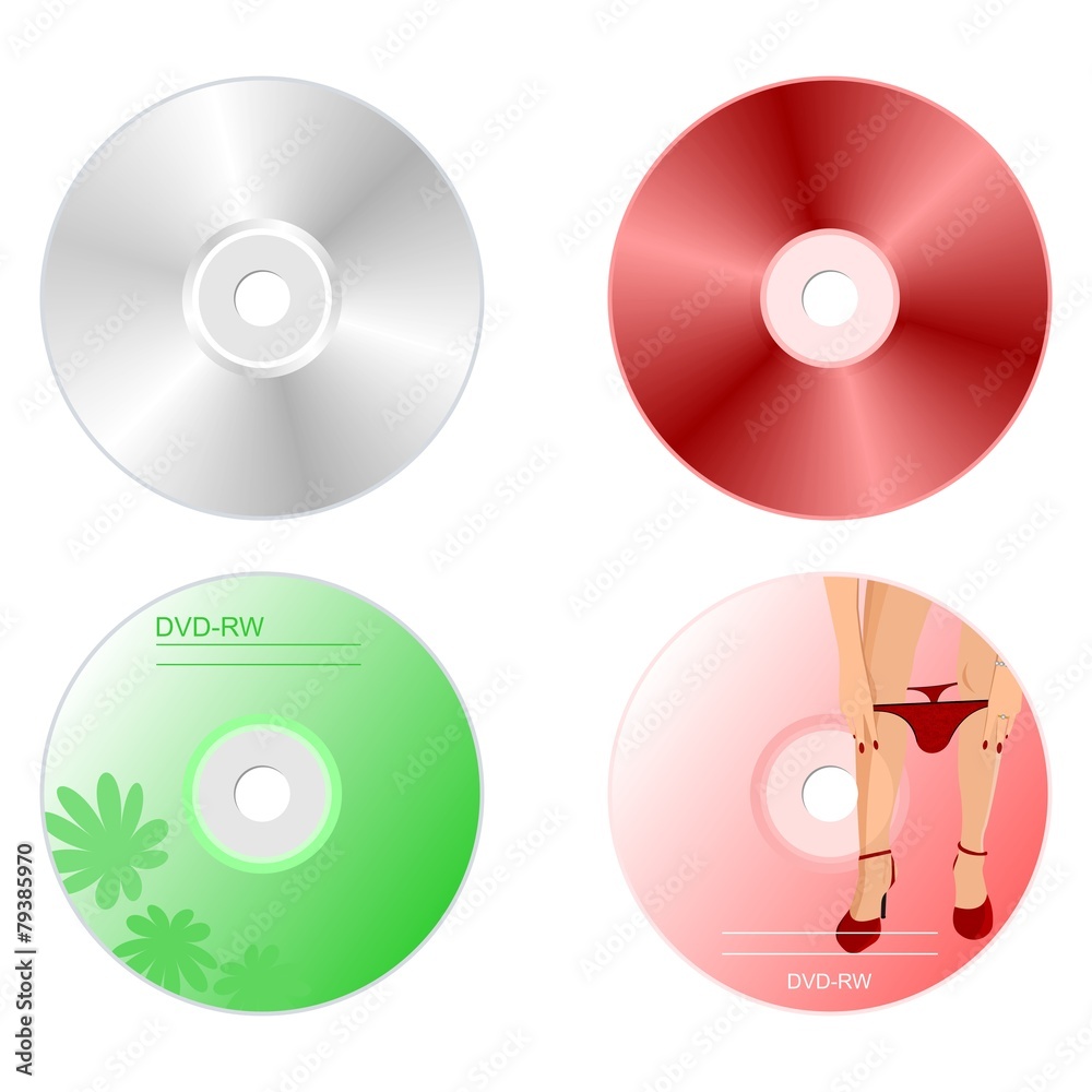 Realistic illustration set DVD disk with both sides Realistic illustration set DVD disk with both sides