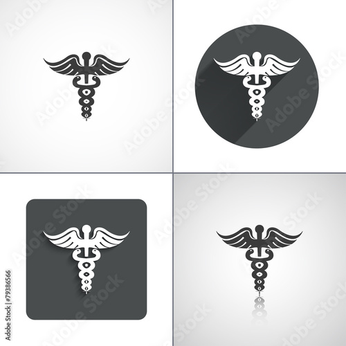 Caduceus icons. Set elements for design. Vector illustration.