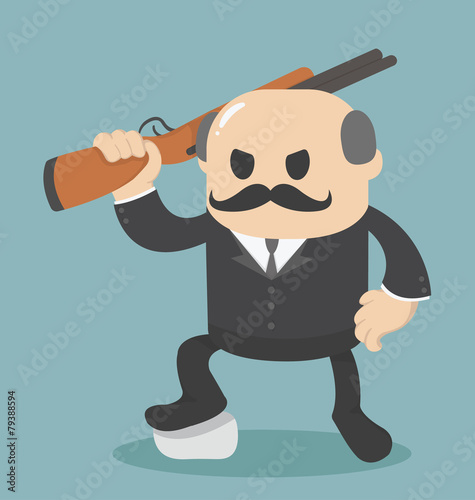 big boss Businessman holding a gun