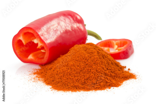 Print op canvas paprika powder isolated on white